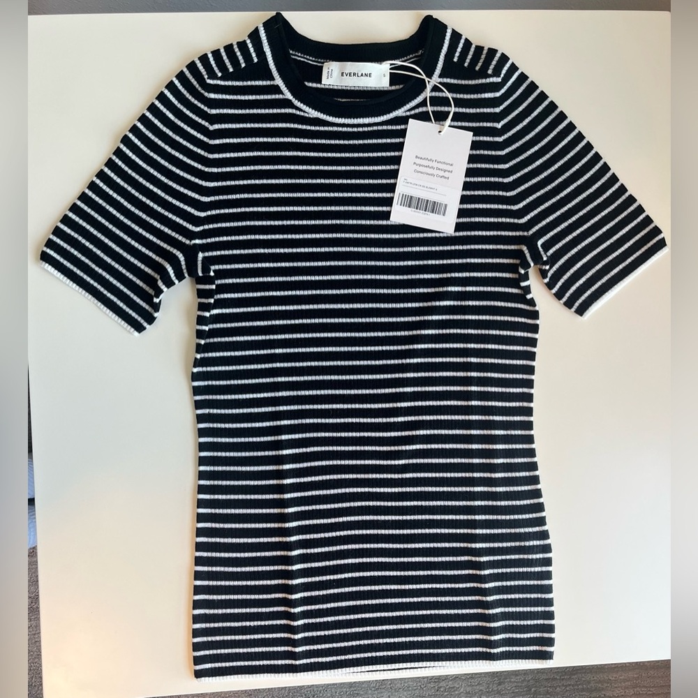 Everlane Ultrafine Merino Striped Crew (Size S, NWT)